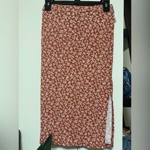 Endless Blue - Floral spring/summer pencil skirt with slit